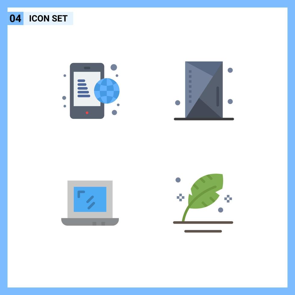 4 Thematic Vector Flat Icons and Editable Symbols of business web internet games laptop Editable Vector Design Elements