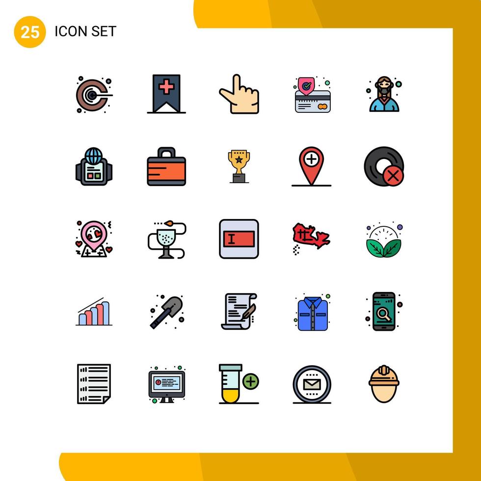 conjunto de 25 iconos de ui modernos símbolos signos para máscara de enfermera zoom protección femenina elementos de diseño vectorial editables vector