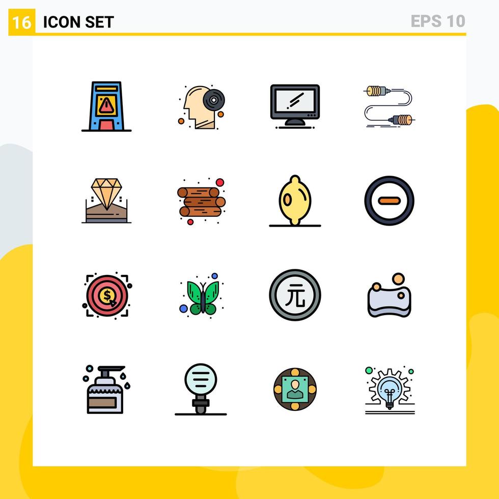 Mobile Interface Flat Color Filled Line Set of 16 Pictograms of marketing communication productivity buzz imac Editable Creative Vector Design Elements