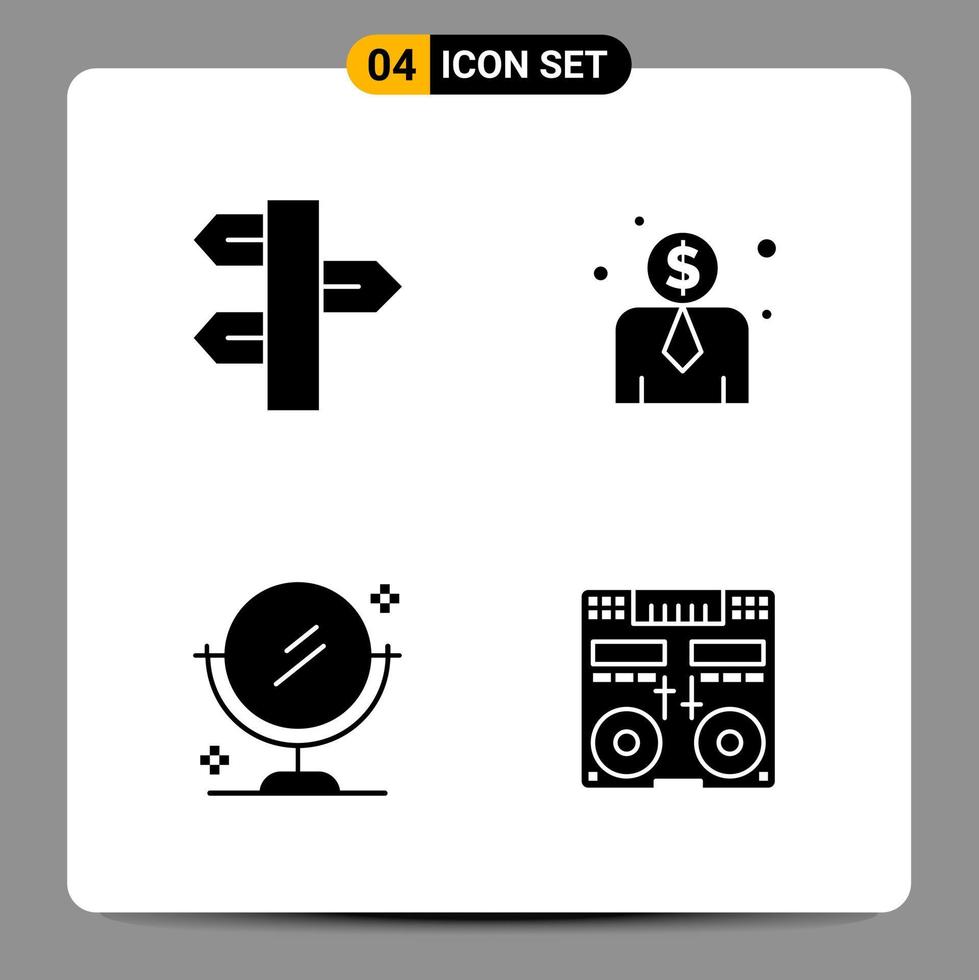 4 Black Icon Pack Glyph Symbols Signs for Responsive designs on white background 4 Icons Set vector