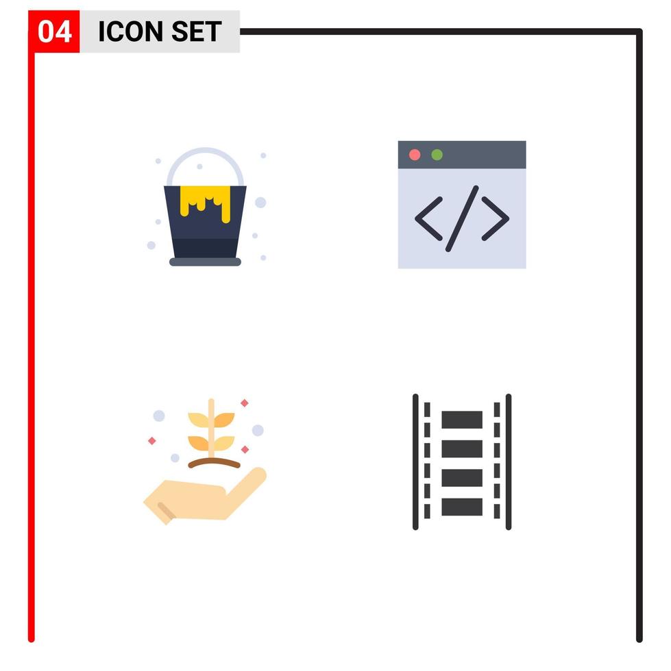 Modern Set of 4 Flat Icons Pictograph of basket garden arts development nature Editable Vector Design Elements