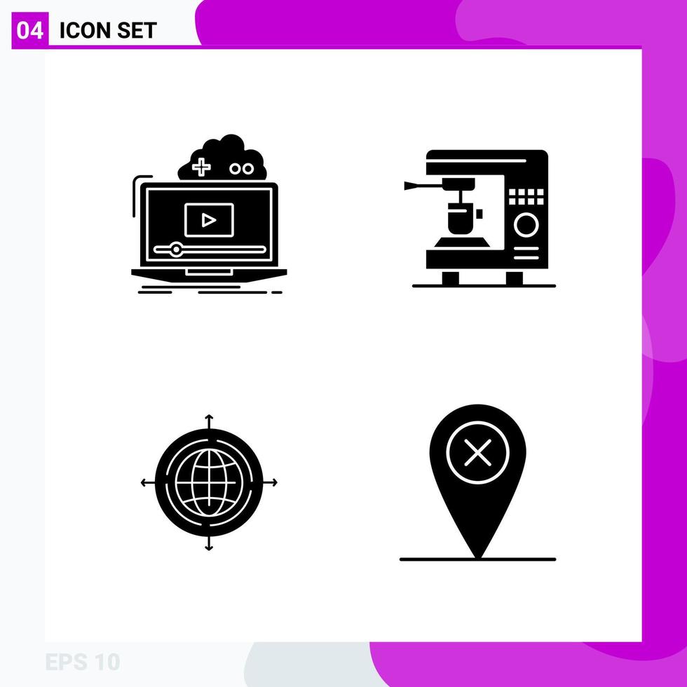 Solid Icon set Pack of 4 Glyph Icons isolated on White Background for Web Print and Mobile vector