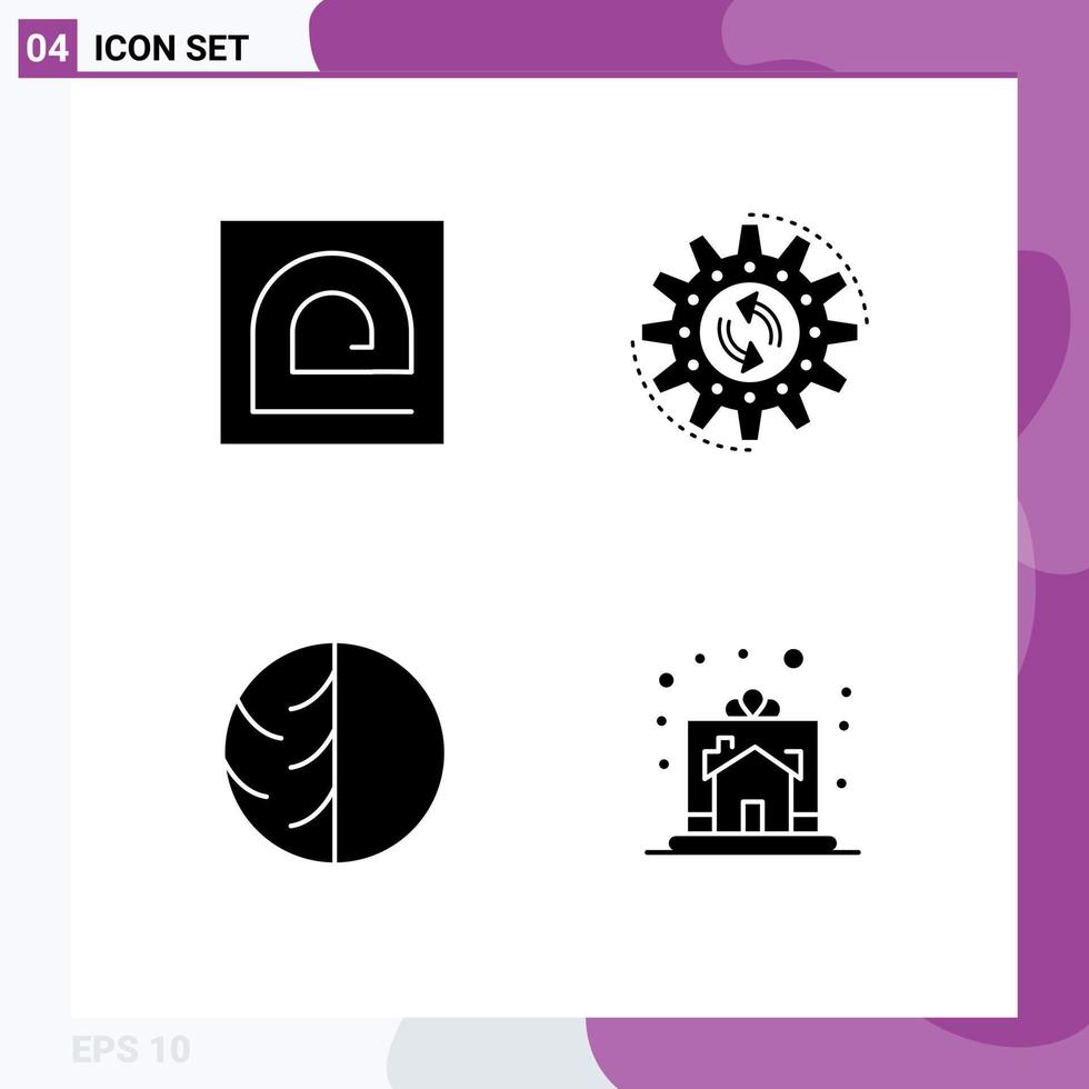 4 Universal Solid Glyphs Set for Web and Mobile Applications block work password process dermatology Editable Vector Design Elements