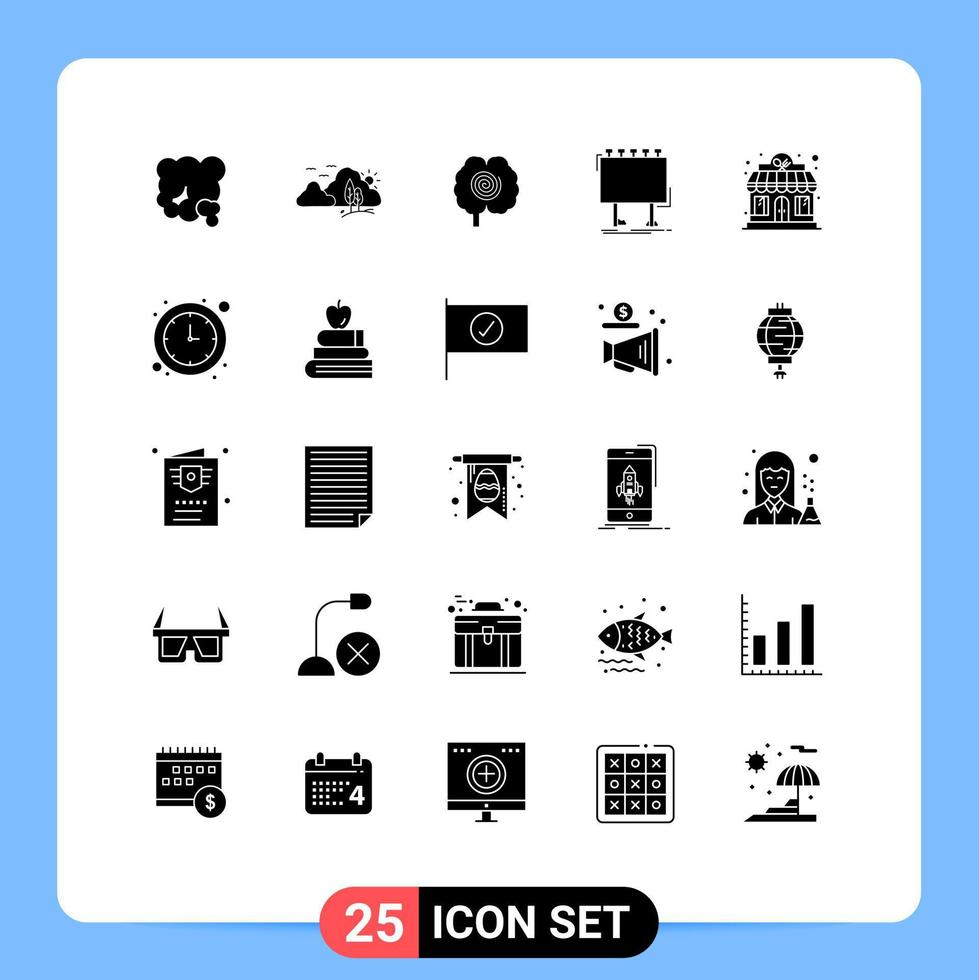 Modern Set of 25 Solid Glyphs and symbols such as poster advertising nature advertisement hypnosis Editable Vector Design Elements