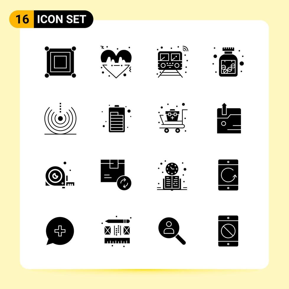 16 iconos creativos para el diseño moderno de sitios web y aplicaciones móviles receptivas 16 signos de símbolos de glifo sobre fondo blanco paquete de 16 iconos vector