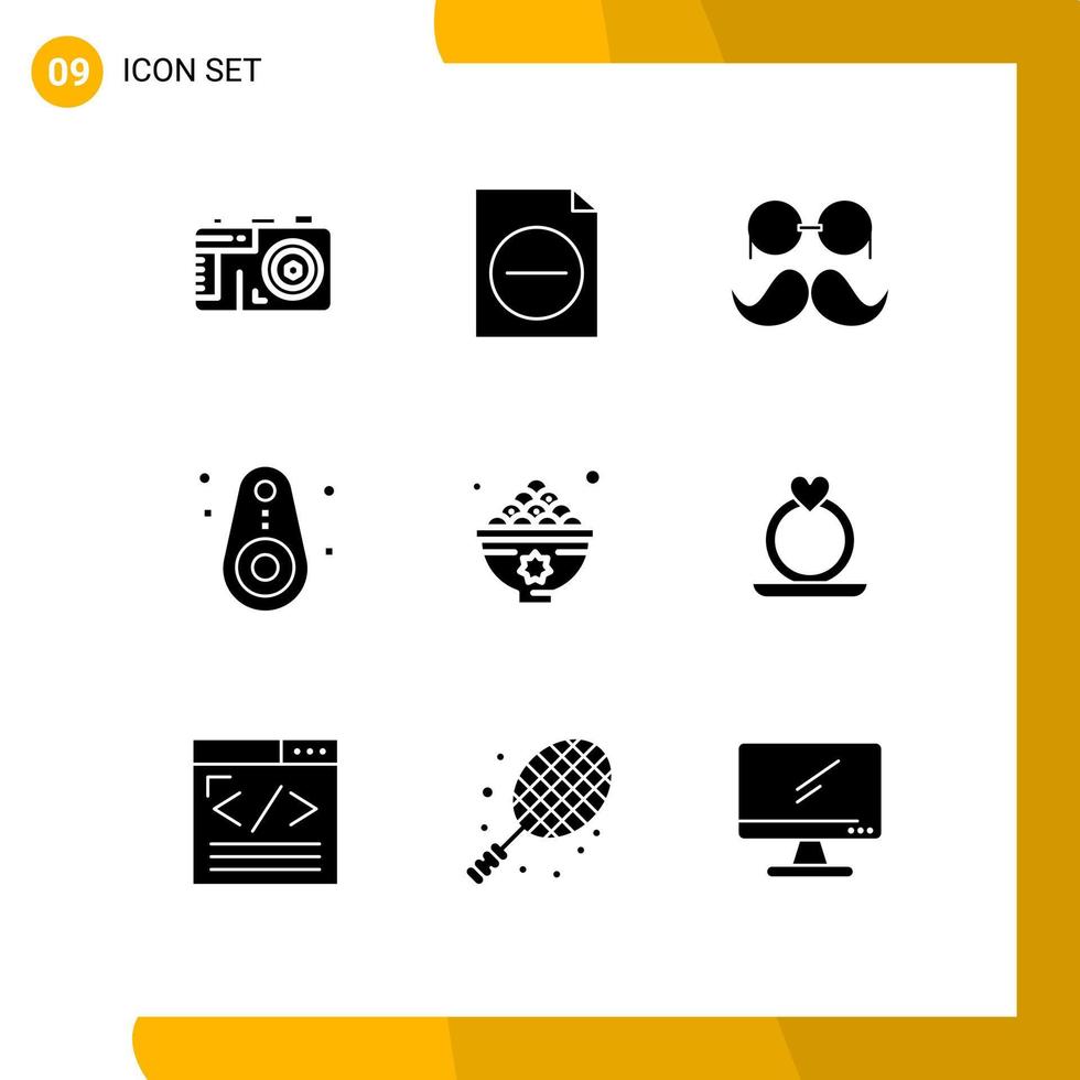 Universal Icon Symbols Group of 9 Modern Solid Glyphs of iftar dates movember tracked devices Editable Vector Design Elements