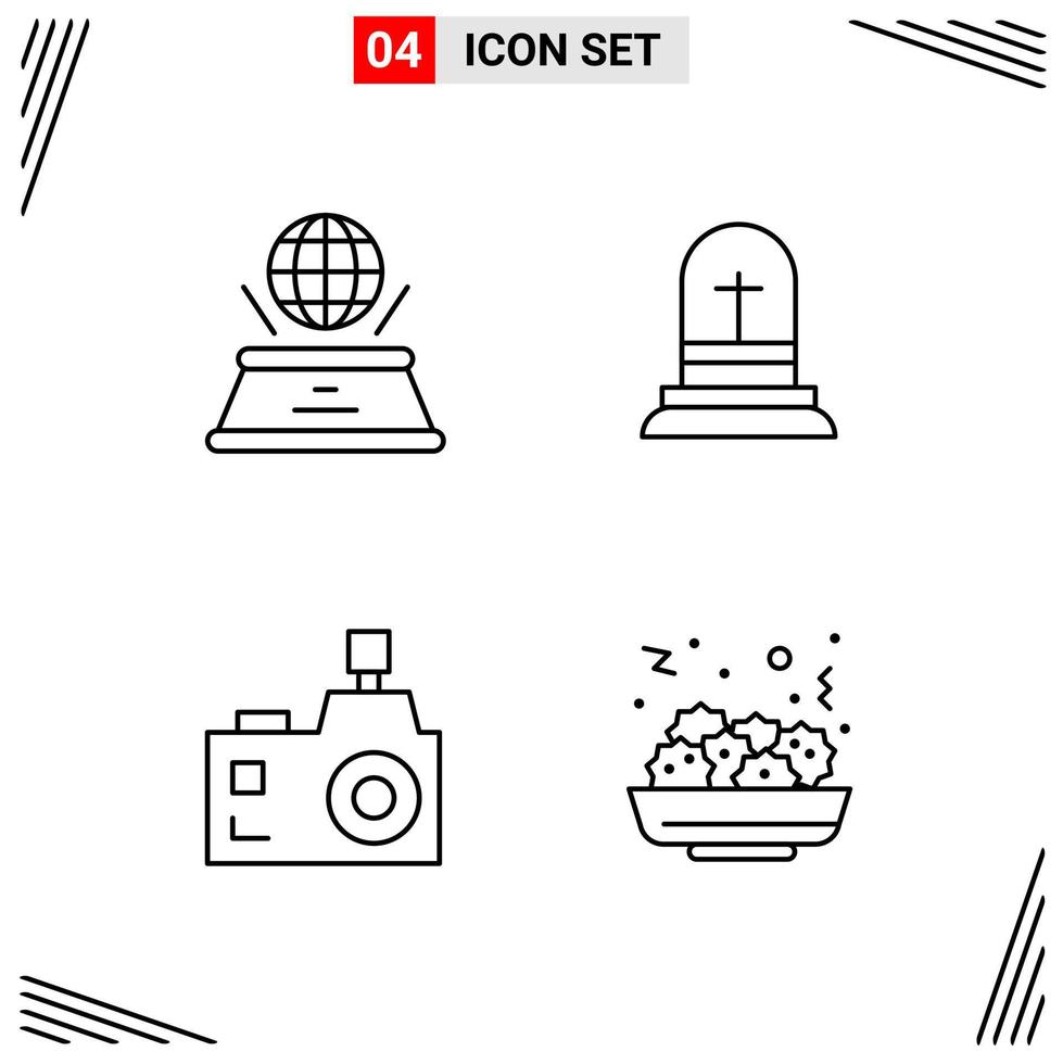 4 Icons Line Style Grid Based Creative Outline Symbols for Website Design Simple Line Icon Signs Isolated on White Background 4 Icon Set vector