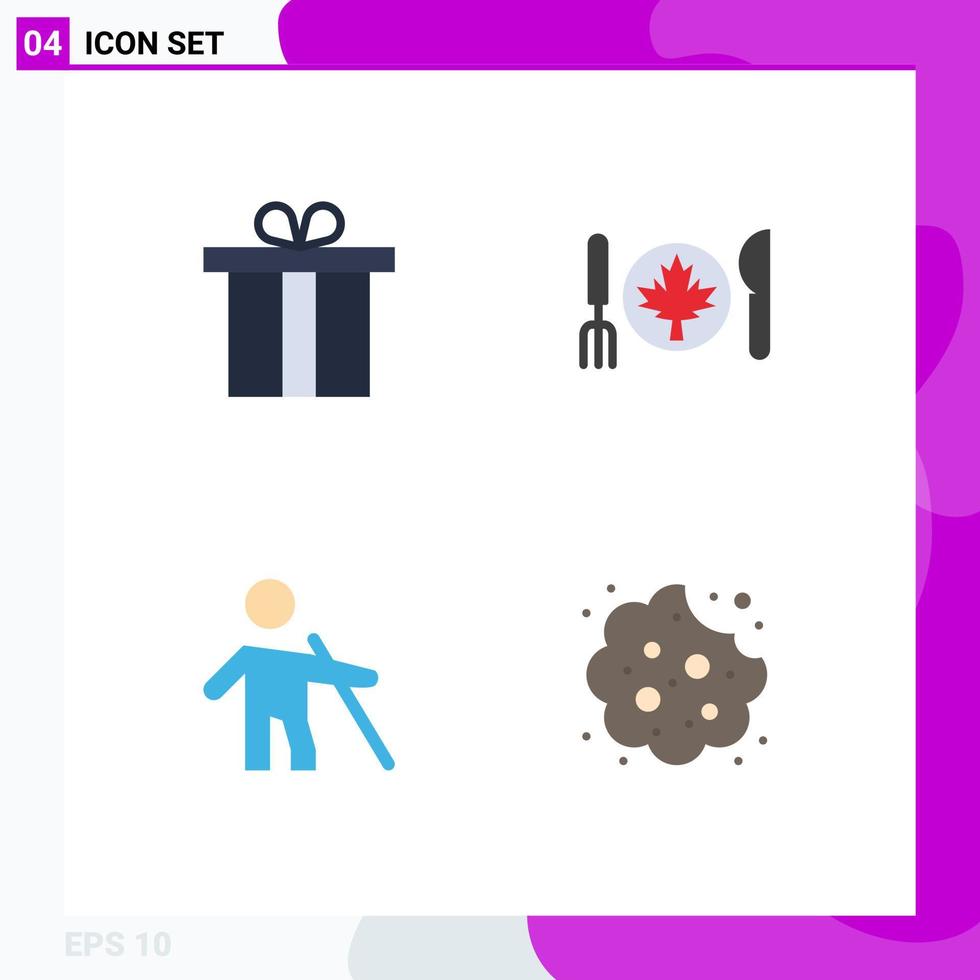 paquete de 4 iconos planos creativos de caja personas cena hoja bebé elementos de diseño vectorial editables vector