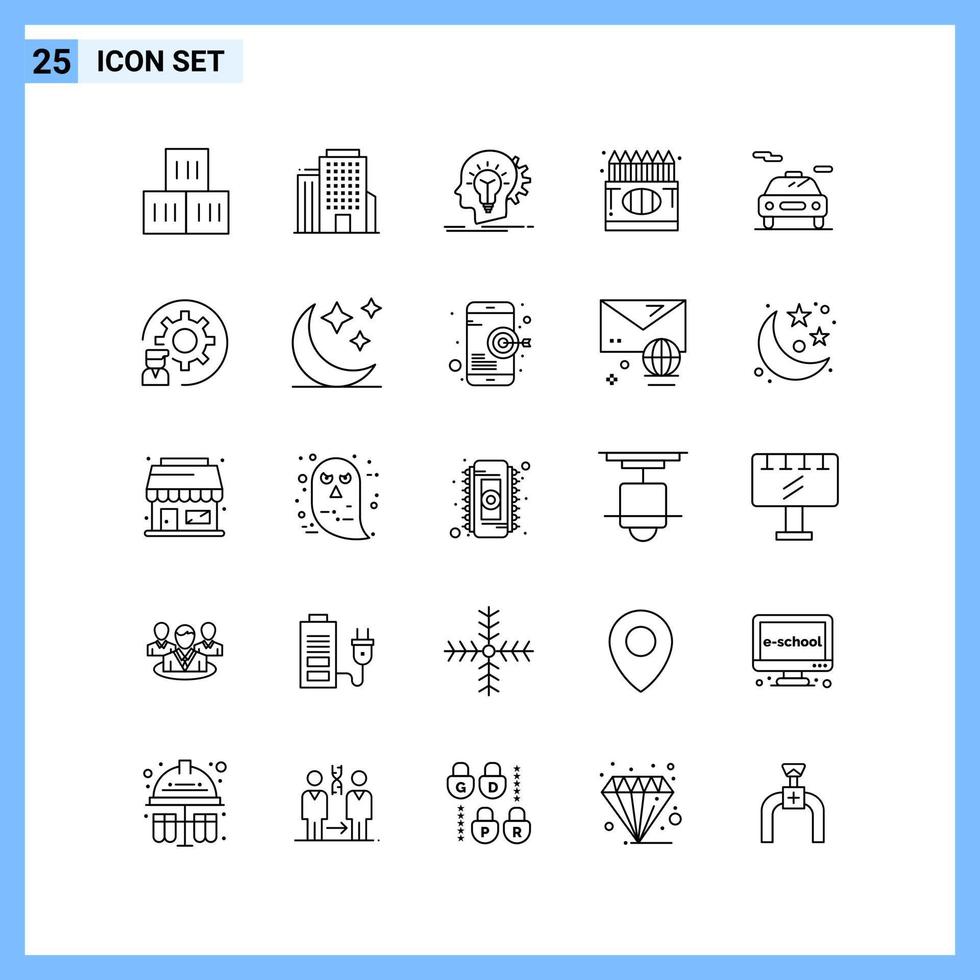 25 Icons Line style Creative Outline Symbols Black Line Icon Sign Isolated on White Background vector