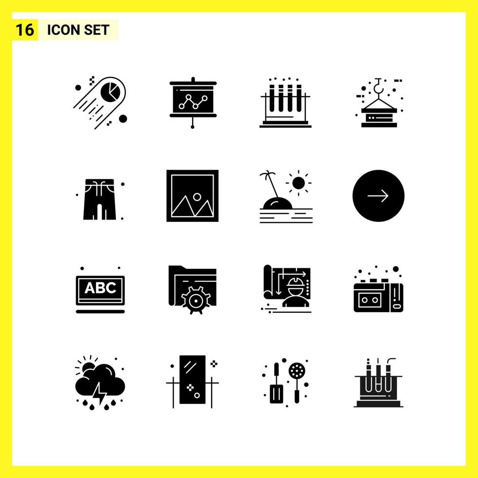 16 Icon Set Simple Solid Symbols Glyph Sign on White Background for Website Design Mobile Applications and Print Media vector