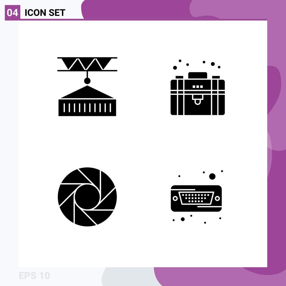 Stock Vector Icon Pack of 4 Line Signs and Symbols for cargo camera shipping equity multimedia Editable Vector Design Elements