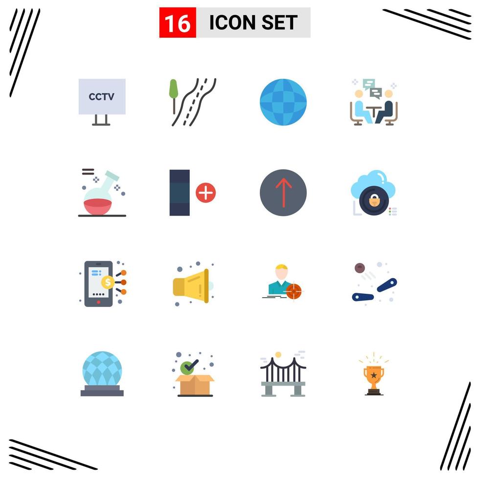 Modern Set of 16 Flat Colors and symbols such as game dissucation globe communication user Editable Pack of Creative Vector Design Elements