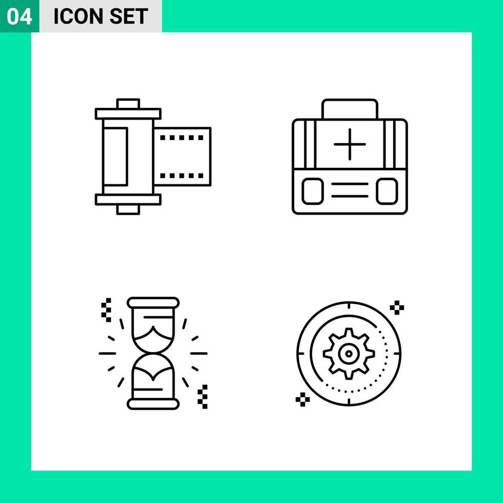 Pack of 4 Line Style Icon Set Outline Symbols for print Creative Signs Isolated on White Background 4 Icon Set vector