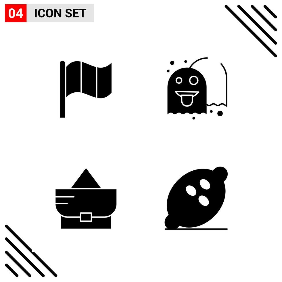 Pixle Perfect Set of 4 Solid Icons Glyph Icon Set for Webite Designing and Mobile Applications Interface vector