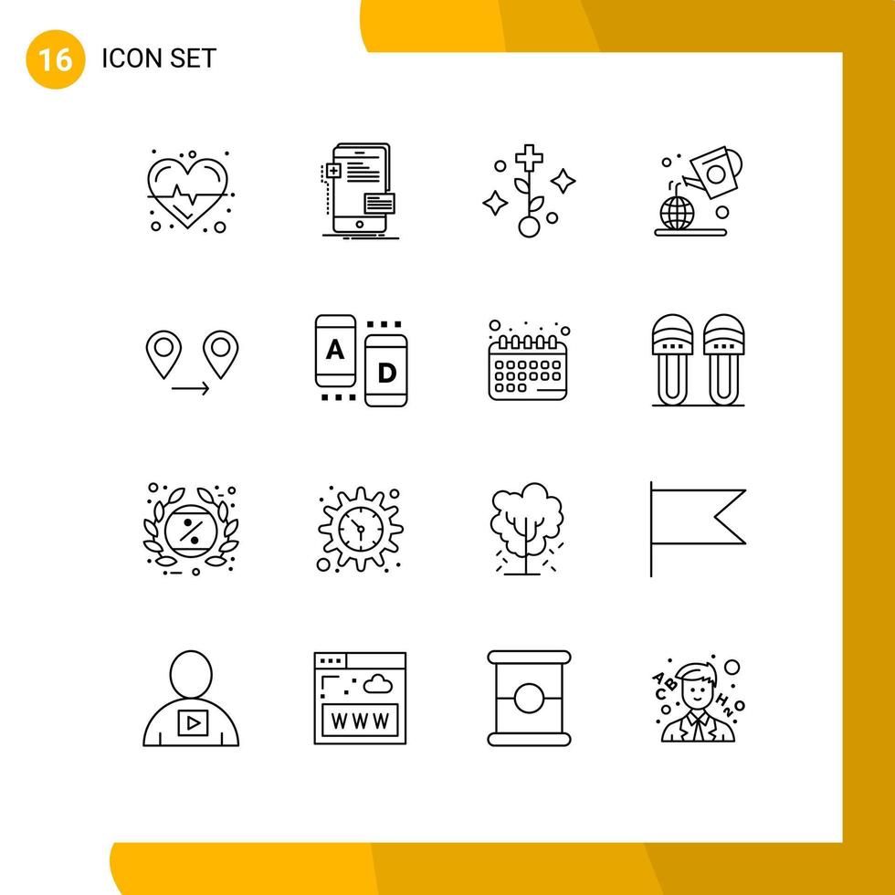 Universal Icon Symbols Group of 16 Modern Outlines of location farming developer green earth Editable Vector Design Elements