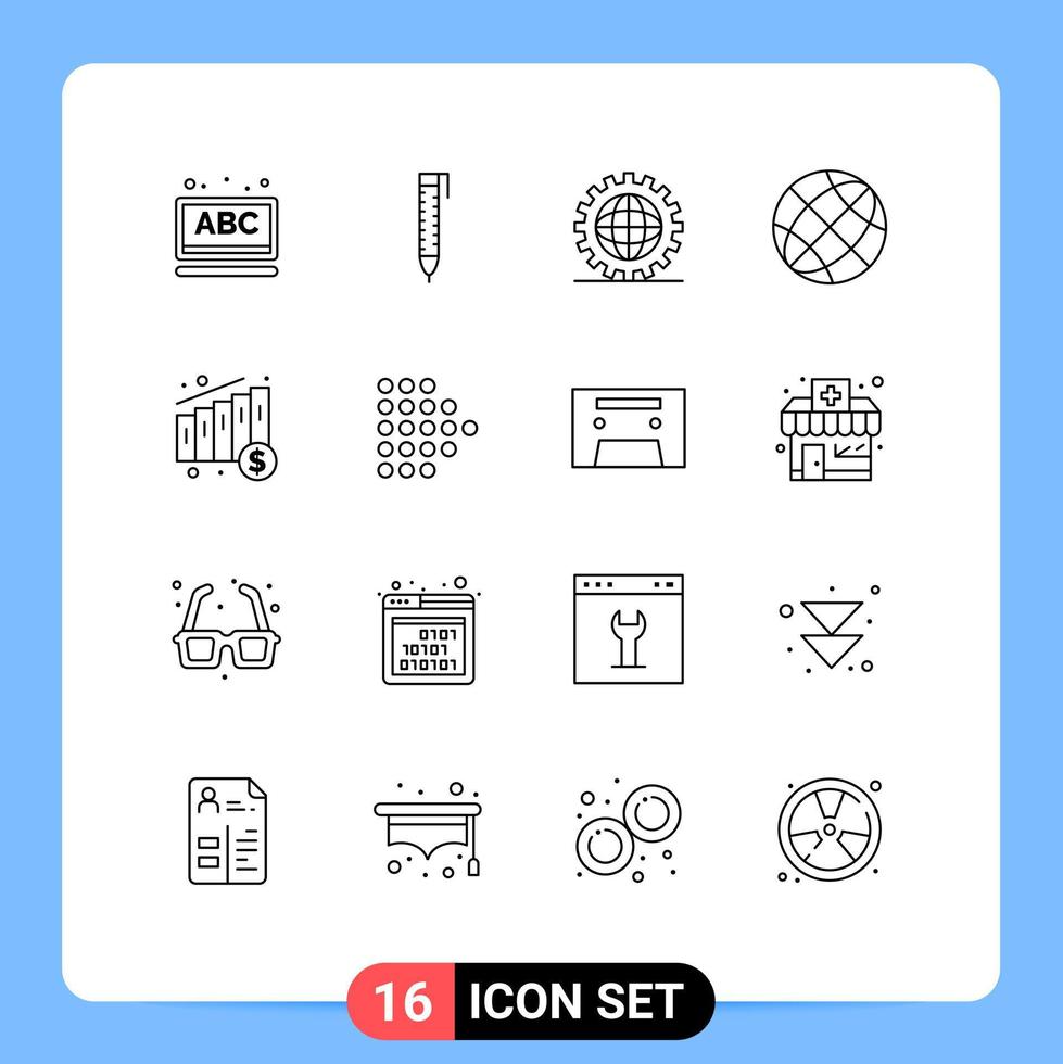 Stock Vector Icon Pack of 16 Line Signs and Symbols for medical earth design contact us communication Editable Vector Design Elements