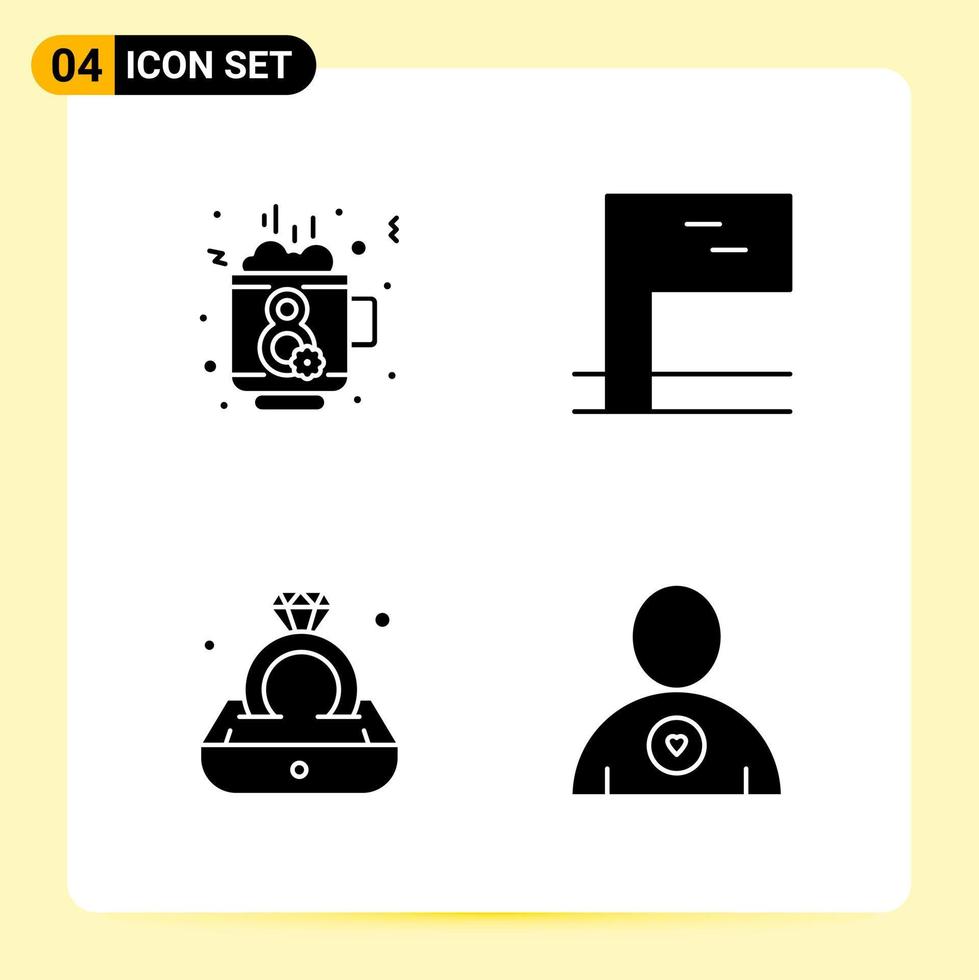 4 Creative Icons for Modern website design and responsive mobile apps 4 Glyph Symbols Signs on White Background 4 Icon Pack vector