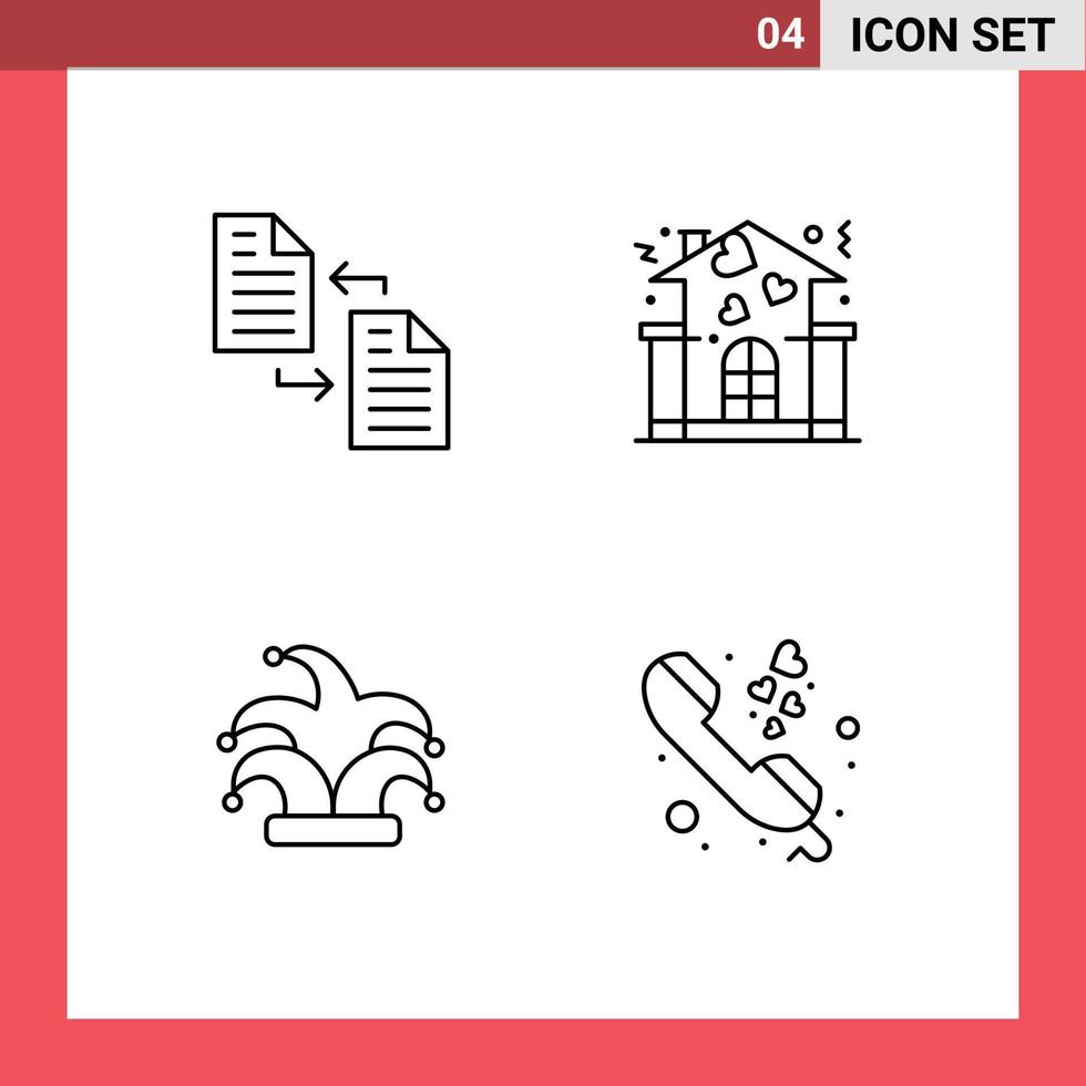 Pictogram Set of 4 Simple Filledline Flat Colors of archive best page home king Editable Vector Design Elements