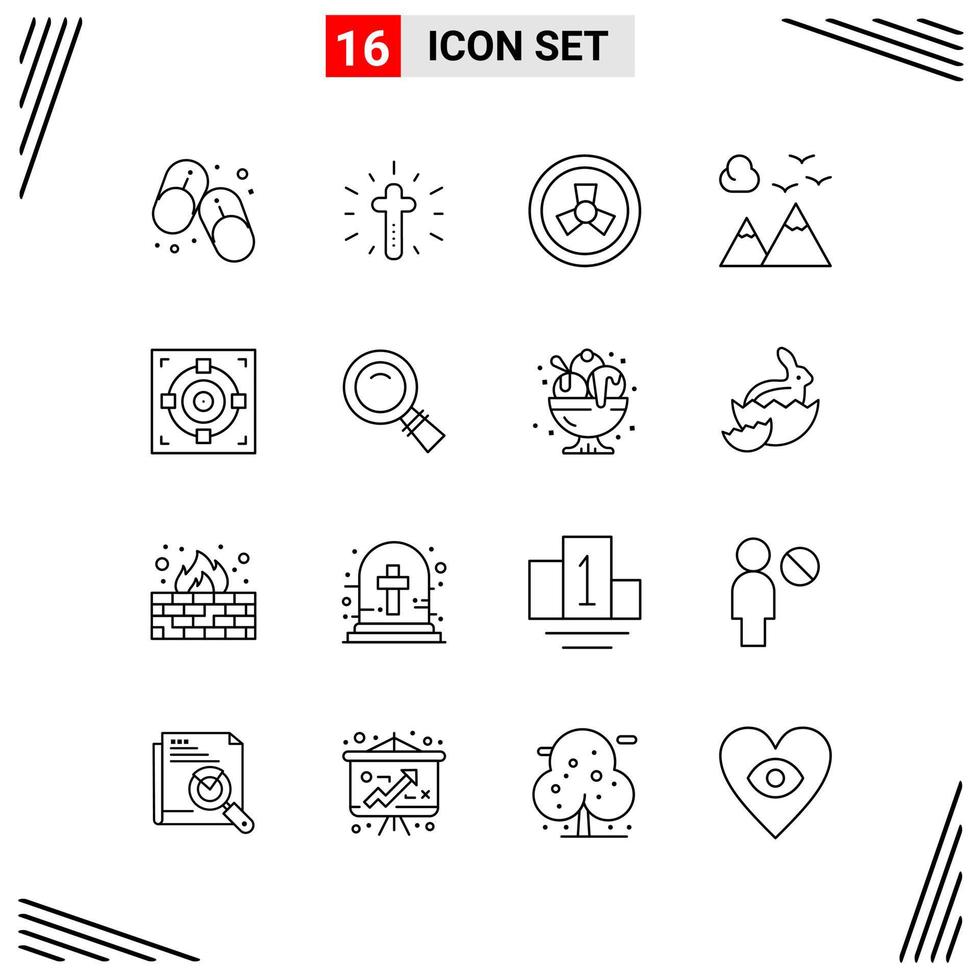 16 Icons Line Style Grid Based Creative Outline Symbols for Website Design Simple Line Icon Signs Isolated on White Background 16 Icon Set vector