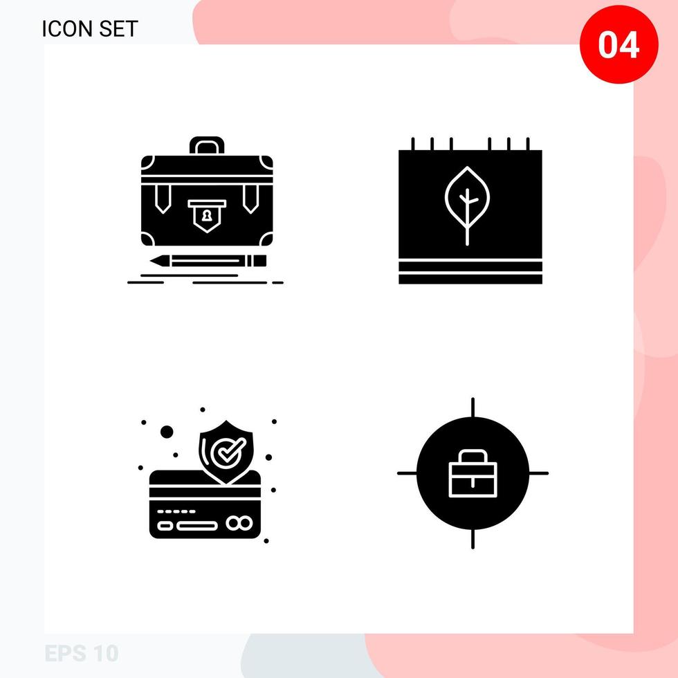 Vector Pack of 4 Icons in Solid Style Creative Glyph Pack isolated on White Background for Web and Mobile