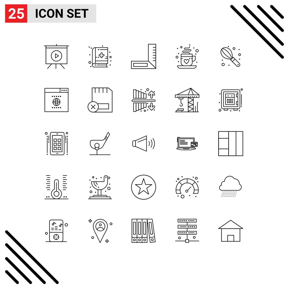 Set of 25 Commercial Lines pack for seo wire engineering mixer tea Editable Vector Design Elements