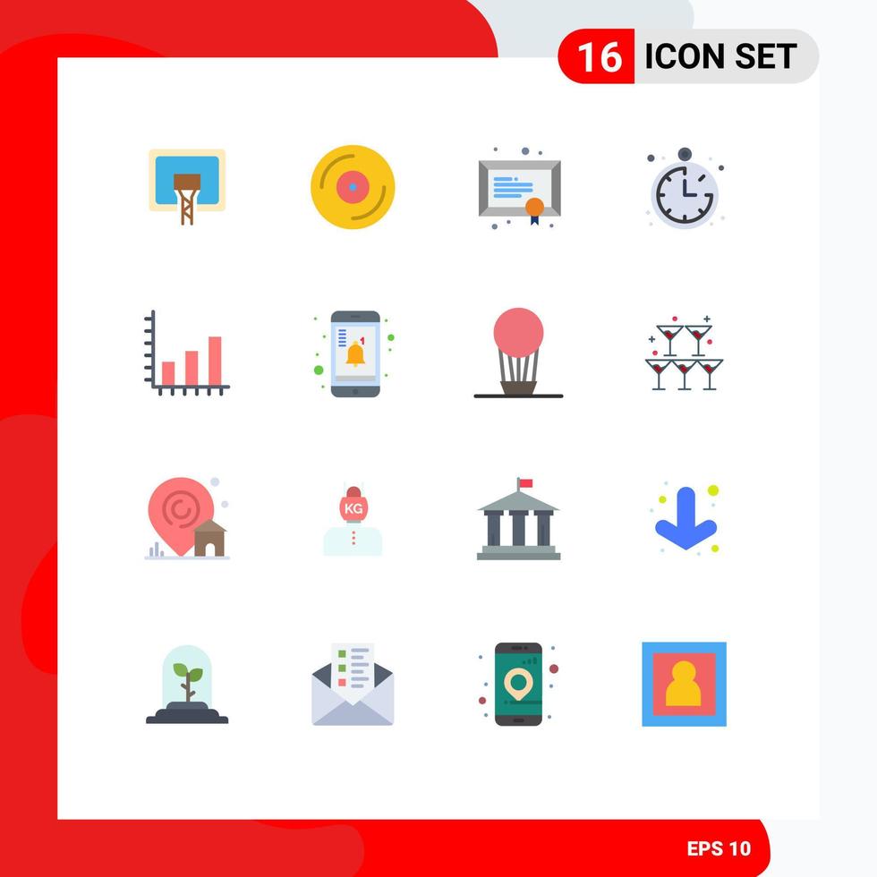 16 Universal Flat Colors Set for Web and Mobile Applications graph business education analysis location Editable Pack of Creative Vector Design Elements