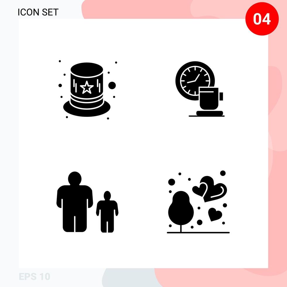 Vector Pack of 4 Icons in Solid Style Creative Glyph Pack isolated on White Background for Web and Mobile