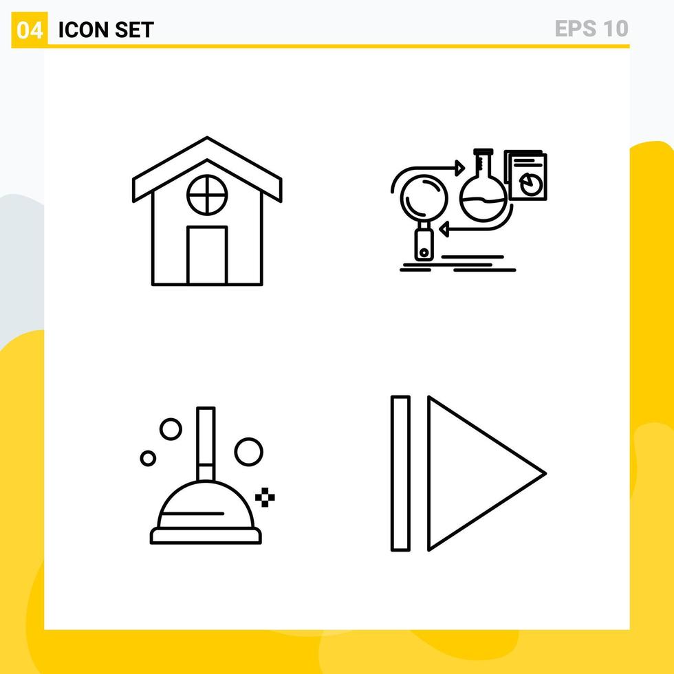 Collection of 4 Universal Line Icons Icon Set for Web and Mobile vector