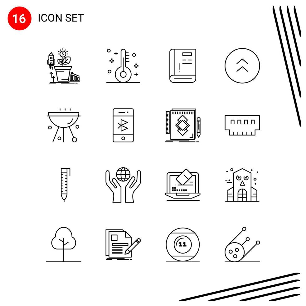 Collection of 16 Vector Icons in Line style Pixle Perfect Outline Symbols for Web and Mobile Line Icon Signs on White Background 16 Icons