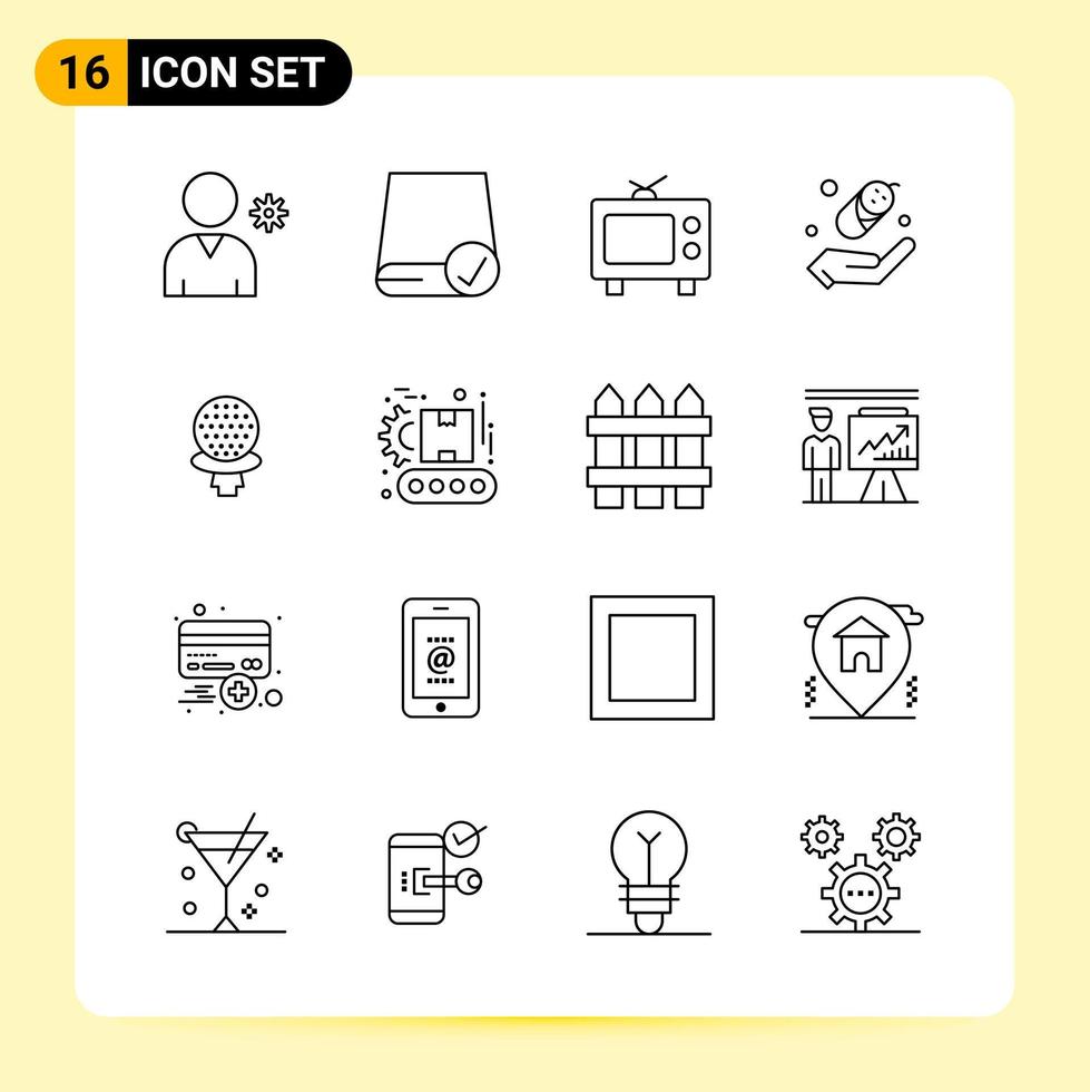 16 iconos creativos para el diseño moderno de sitios web y aplicaciones móviles receptivas 16 símbolos de contorno signos sobre fondo blanco paquete de 16 iconos vector