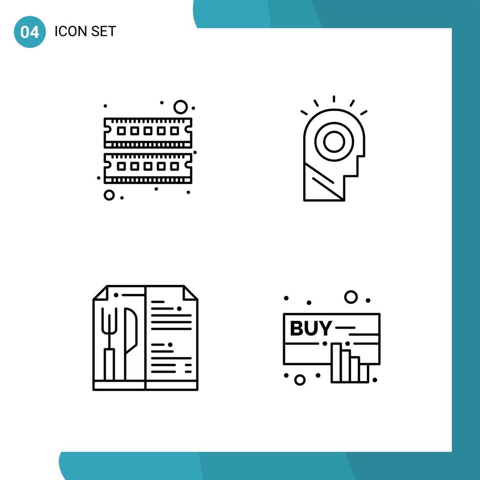 Vector Pack of 4 Outline Symbols Line Style Icon Set on White Background for Web and Mobile