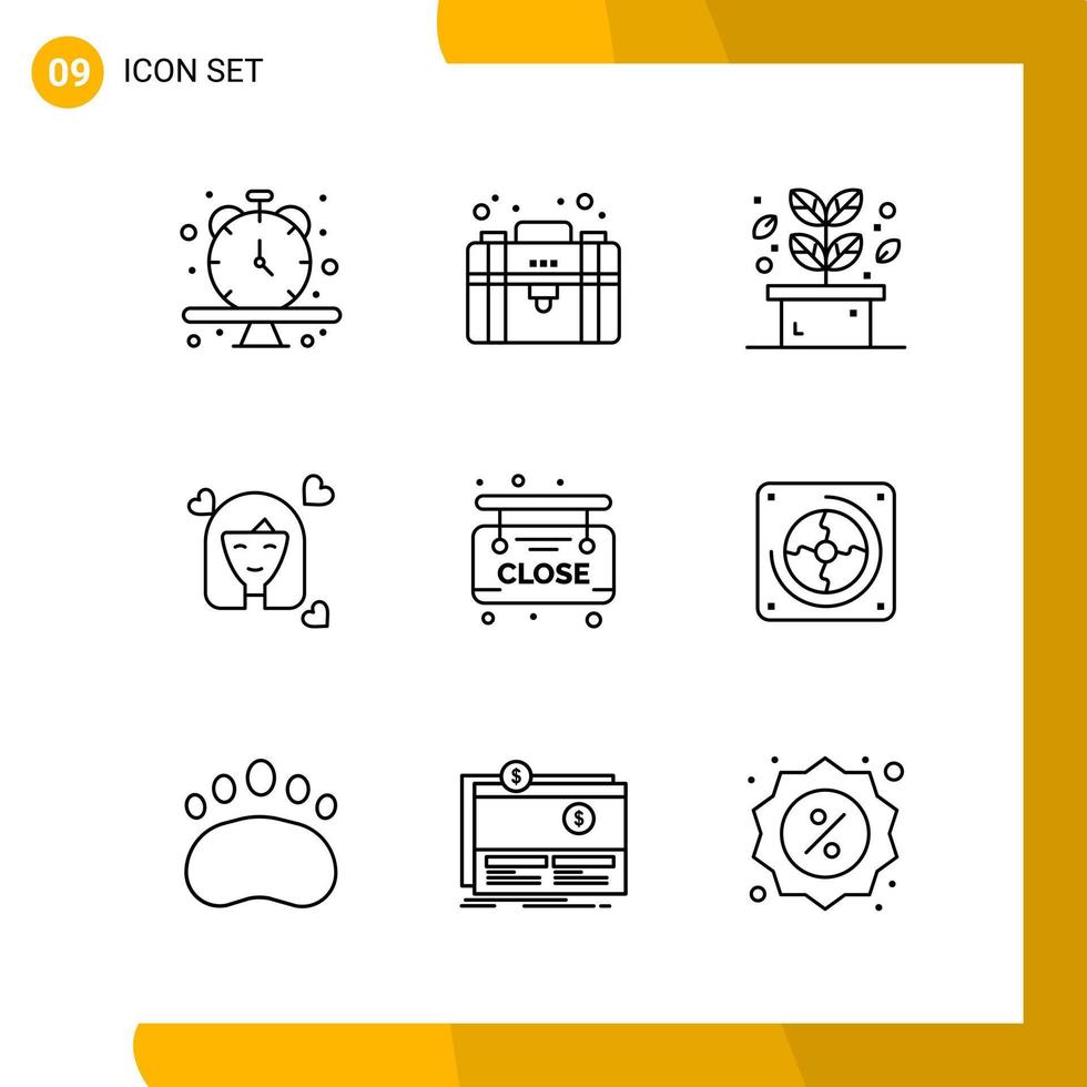 9 Icon Set Line Style Icon Pack Outline Symbols isolated on White Backgound for Responsive Website Designing vector