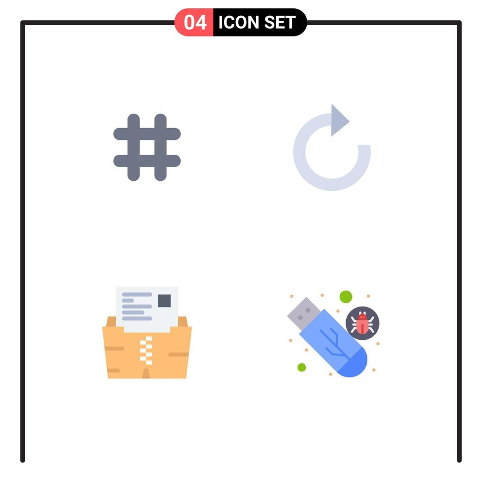 paquete de 4 iconos planos creativos de elementos de diseño vectorial editables de la carpeta de actualización de twitter del documento de seguimiento vector