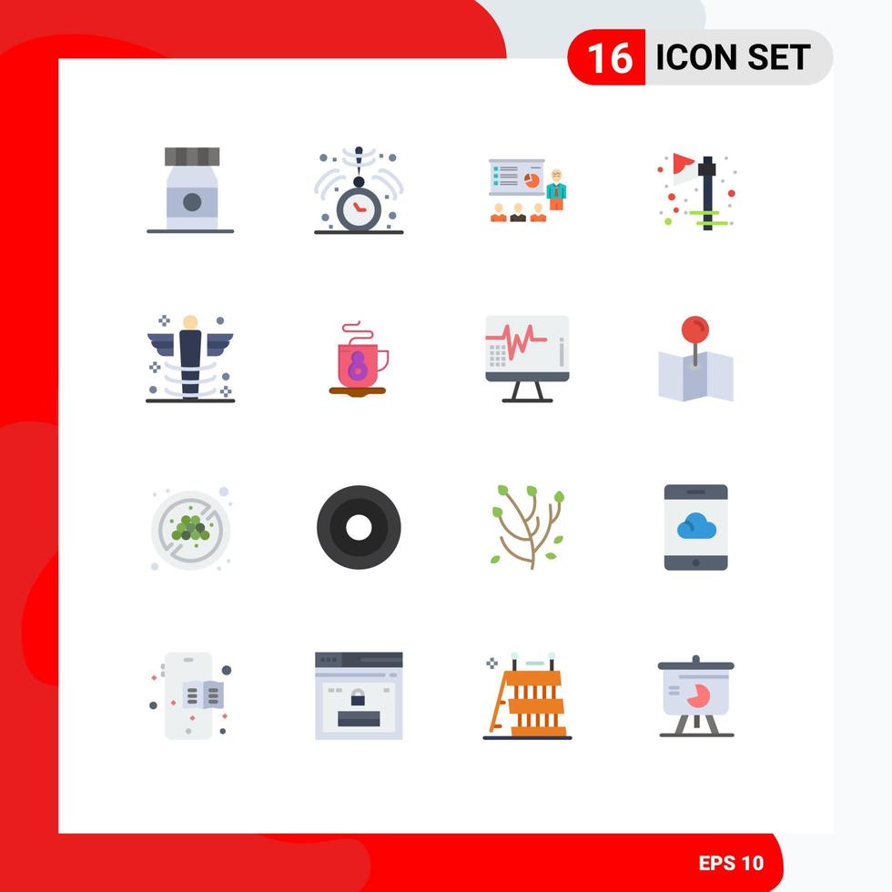 Set of 16 Modern UI Icons Symbols Signs for holiday celebration analytics axe people Editable Pack of Creative Vector Design Elements
