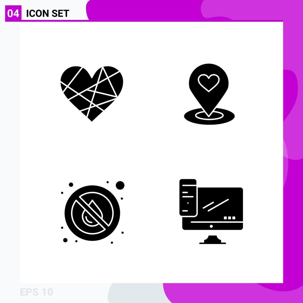 Solid Icon set Pack of 4 Glyph Icons isolated on White Background for Web Print and Mobile vector