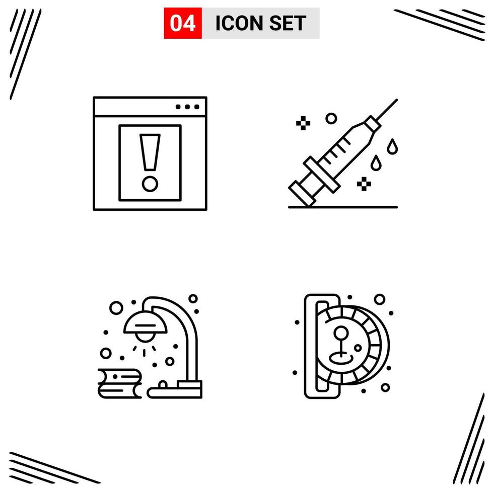 4 Icons Line Style Grid Based Creative Outline Symbols for Website Design Simple Line Icon Signs Isolated on White Background 4 Icon Set vector