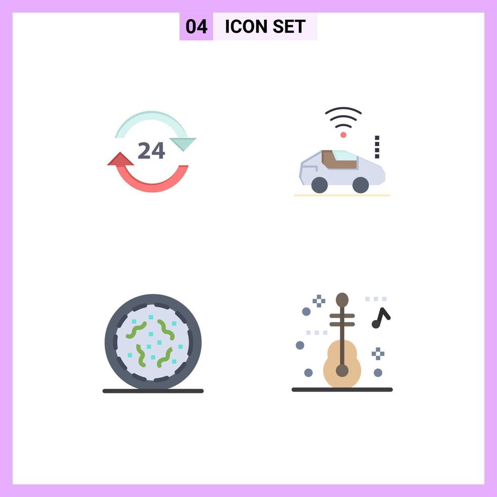 4 Creative Icons Modern Signs and Symbols of concierge signal round the clock atou rotten Editable Vector Design Elements