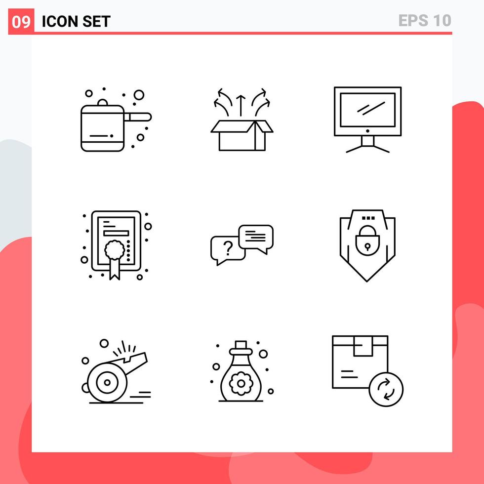 Collection of 9 Vector Icons in Line style Modern Outline Symbols for Web and Mobile Line Icon Sign Isolated on White Background 9 Icons