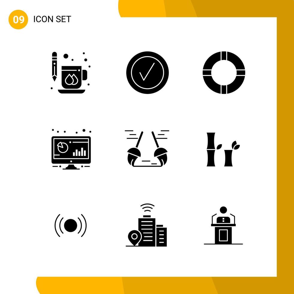 9 Icon Set Solid Style Icon Pack Glyph Symbols isolated on White Backgound for Responsive Website Designing vector