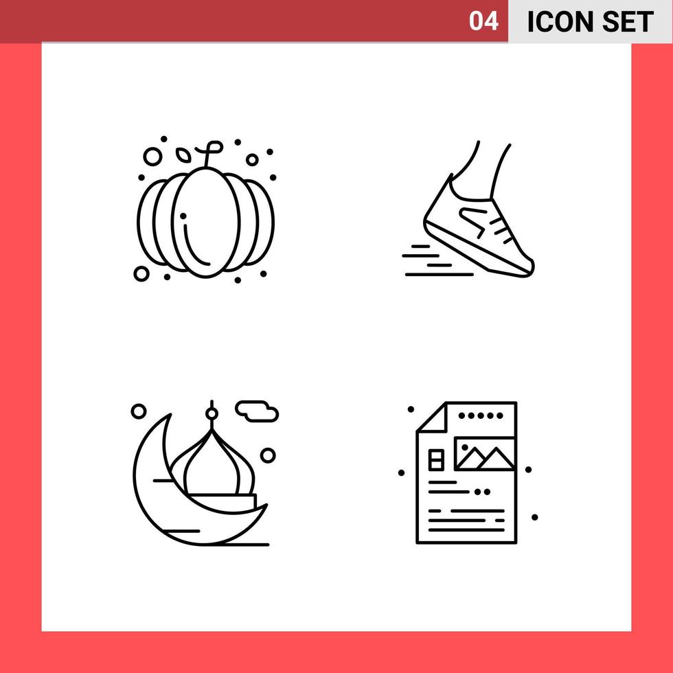 4 Icon Pack Line Style Outline Symbols on White Background Simple Signs for general designing vector