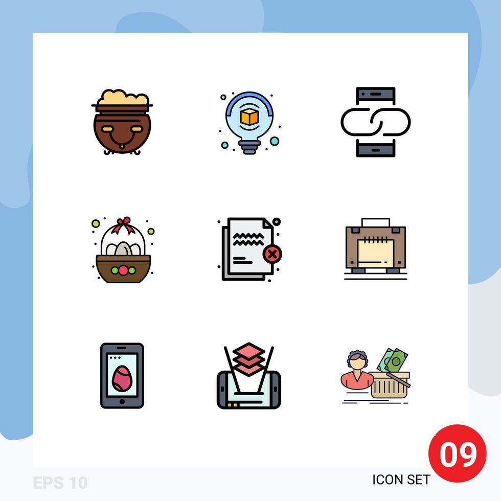 Stock Vector Icon Pack of 9 Line Signs and Symbols for deny easter conversation celebration basket Editable Vector Design Elements