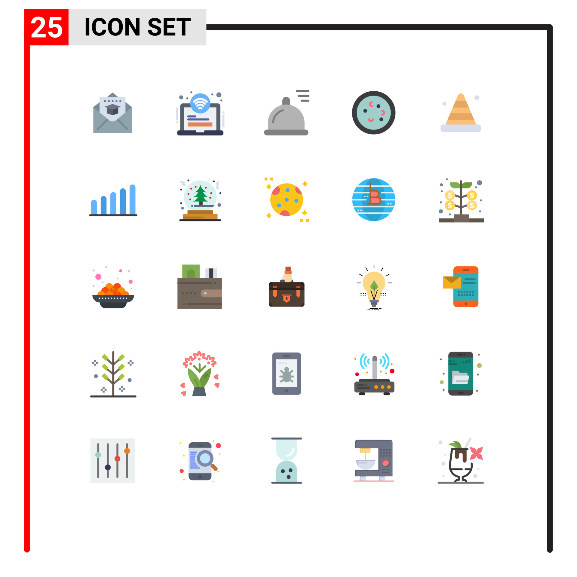 25 Flat Color concept for sites Mobile and Apps bumper microbe food