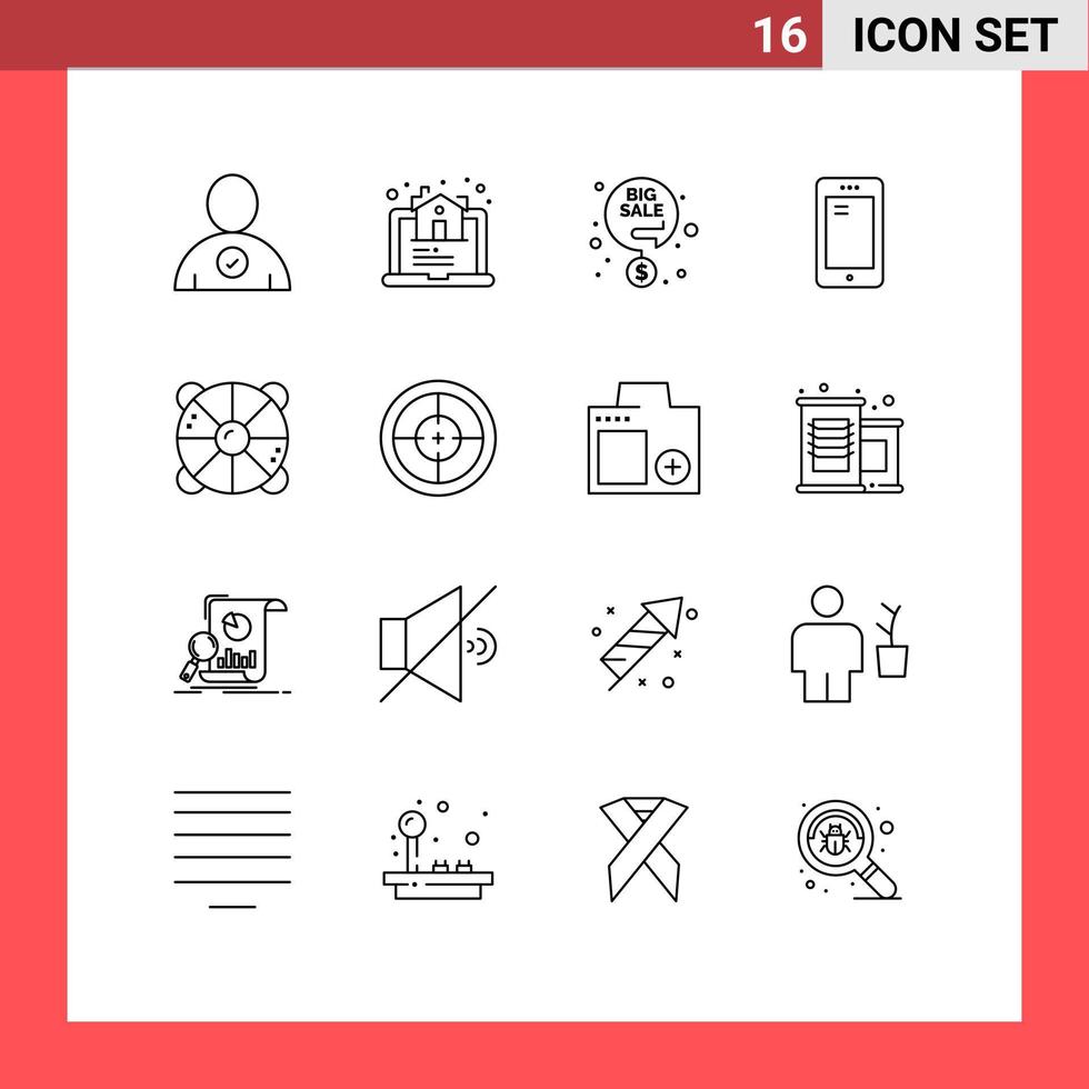 Set of 16 Commercial Outlines pack for lifebuoy samsung discount huawei smart phone Editable Vector Design Elements