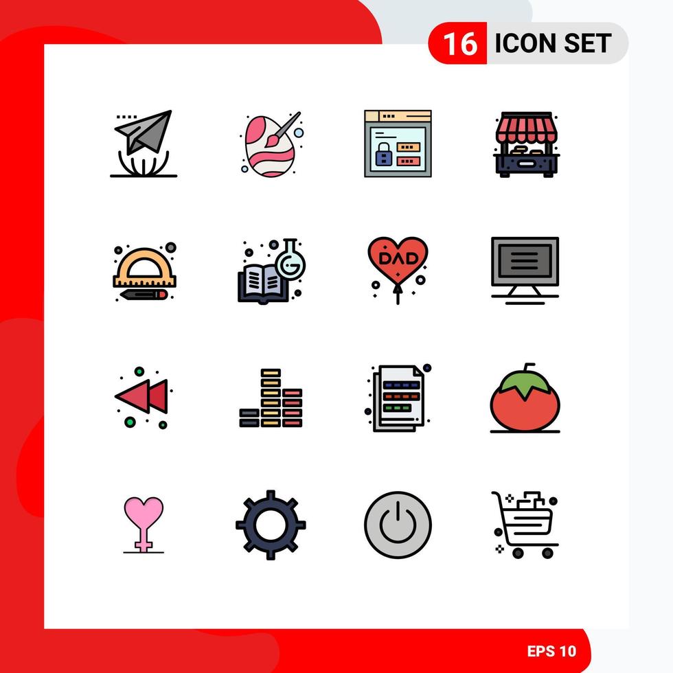 Group of 16 Modern Flat Color Filled Lines Set for ruler shop paint