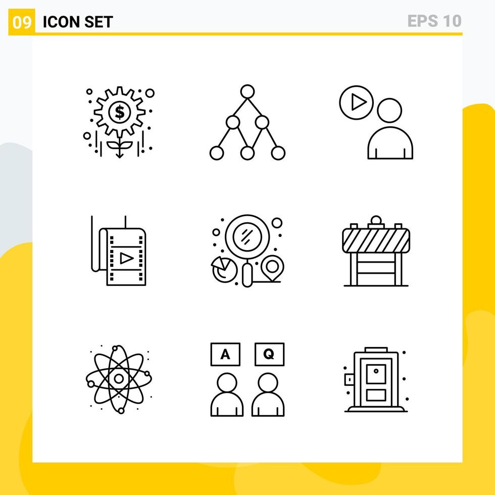 Collection of 9 Universal Line Icons Icon Set for Web and Mobile vector