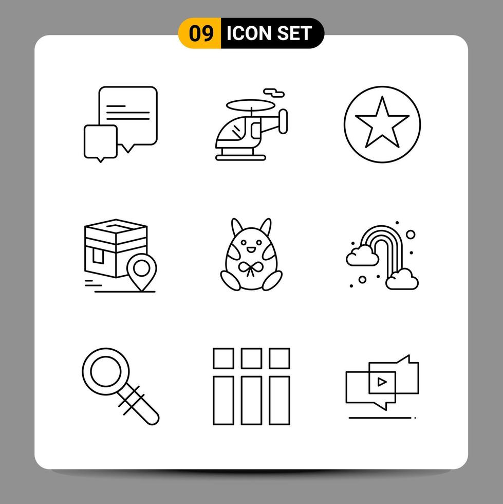 9 Black Icon Pack Outline Symbols Signs for Responsive designs on white background 9 Icons Set vector