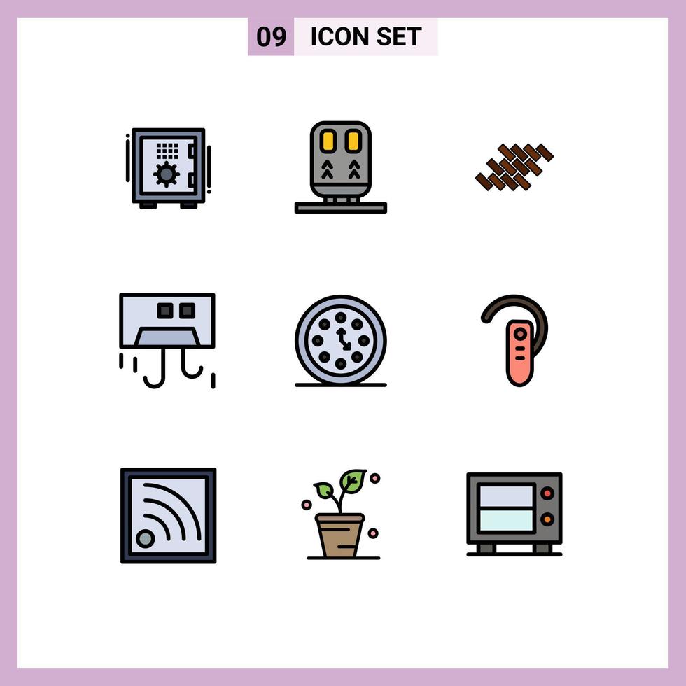 Modern Set of 9 Filledline Flat Colors and symbols such as devices condition transportation air block Editable Vector Design Elements