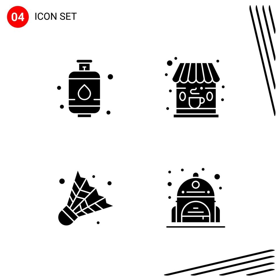 Collection of 4 Vector Icons in solid style Pixle Perfect Glyph Symbols for Web and Mobile Solid Icon Signs on White Background 4 Icons
