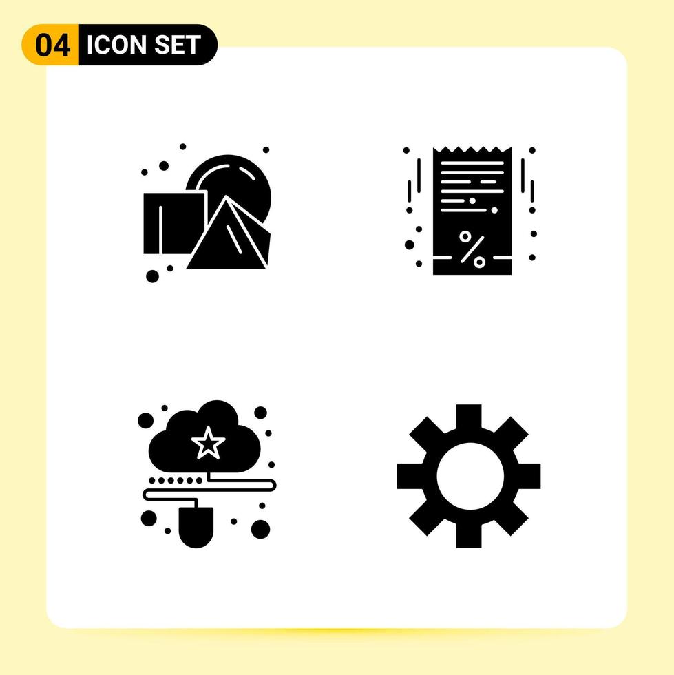 4 Creative Icons for Modern website design and responsive mobile apps 4 Glyph Symbols Signs on White Background 4 Icon Pack vector