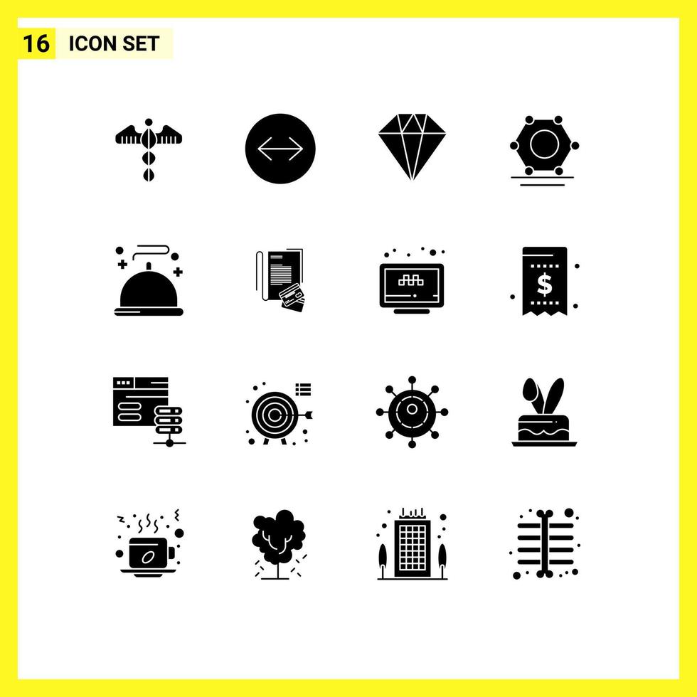 16 Creative Icons Modern Signs and Symbols of service menu diamond food network Editable Vector Design Elements